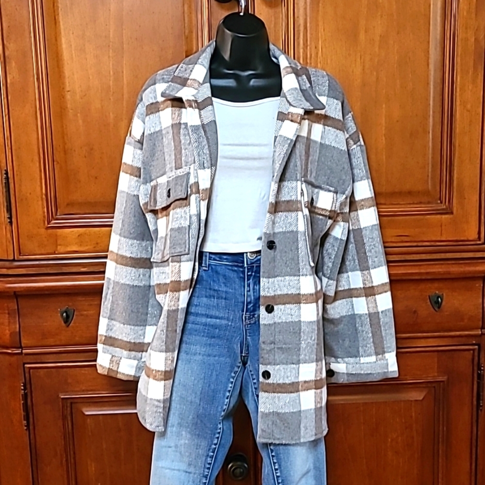 Warm Soft Fleece Shacket Top NWOT